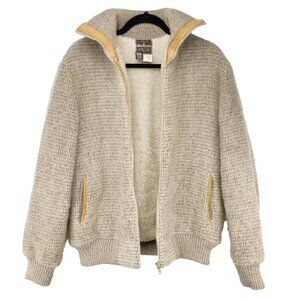 VINTAGE MARLBORO Wool Bomber Sherpa Lined Designed In Italy, Made in 🇨🇦  40/M